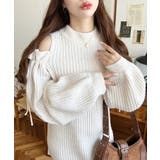 袖リボンショルダースリットニットワンピース | moment+ | 詳細画像3 