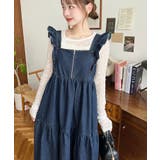 デニムフロントジップショルダーフリルティアードワンピース ライトオンス | moment+ | 詳細画像10 