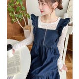 デニムフロントジップショルダーフリルティアードワンピース ライトオンス | moment+ | 詳細画像11 