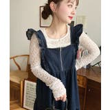 デニムフロントジップショルダーフリルティアードワンピース ライトオンス | moment+ | 詳細画像13 