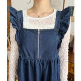 デニムフロントジップショルダーフリルティアードワンピース ライトオンス | moment+ | 詳細画像15 