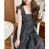 デニムフロントジップショルダーフリルティアードワンピース ライトオンス | moment+ | 詳細画像2 