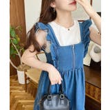 デニムフロントジップショルダーフリルティアードワンピース ライトオンス | moment+ | 詳細画像25 