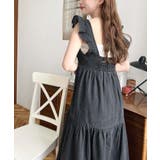 デニムフロントジップショルダーフリルティアードワンピース ライトオンス | moment+ | 詳細画像5 