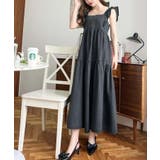 デニムフロントジップショルダーフリルティアードワンピース ライトオンス | moment+ | 詳細画像6 