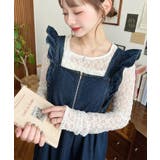 デニムフロントジップショルダーフリルティアードワンピース ライトオンス | moment+ | 詳細画像9 