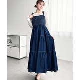 ライトオンスデニムシャーリングティアードキャミワンピース(デニムワンピース) | moment+ | 詳細画像10 