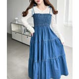 ライトオンスデニムシャーリングティアードキャミワンピース(デニムワンピース) | moment+ | 詳細画像18 