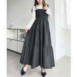 ライトオンスデニムシャーリングティアードキャミワンピース(デニムワンピース) | moment+ | 詳細画像3 