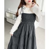 ブラック | ライトオンスデニムシャーリングティアードキャミワンピース(デニムワンピース) | moment+