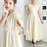 シャーリングリボンカシュクールティアードワンピース コットンワッシャー | moment+ | 詳細画像1 