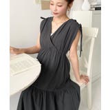 シャーリングリボンカシュクールティアードワンピース コットンワッシャー | moment+ | 詳細画像17 