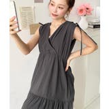 シャーリングリボンカシュクールティアードワンピース コットンワッシャー | moment+ | 詳細画像18 