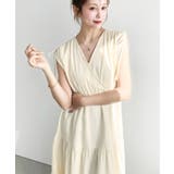 シャーリングリボンカシュクールティアードワンピース コットンワッシャー | moment+ | 詳細画像25 