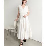 シャーリングリボンカシュクールティアードワンピース コットンワッシャー | moment+ | 詳細画像4 