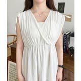 シャーリングリボンカシュクールティアードワンピース コットンワッシャー | moment+ | 詳細画像7 