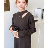 アシメカットアウトスウェットライクウォッシャブルニットワンピース | moment+ | 詳細画像11 