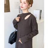 アシメカットアウトスウェットライクウォッシャブルニットワンピース | moment+ | 詳細画像13 