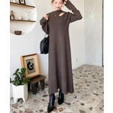 アシメカットアウトスウェットライクウォッシャブルニットワンピース | moment+ | 詳細画像15 