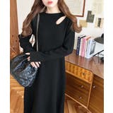 アシメカットアウトスウェットライクウォッシャブルニットワンピース | moment+ | 詳細画像3 