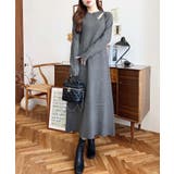 アシメカットアウトスウェットライクウォッシャブルニットワンピース | moment+ | 詳細画像8 