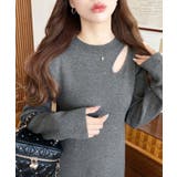 チャコールグレー | アシメカットアウトスウェットライクウォッシャブルニットワンピース | moment+