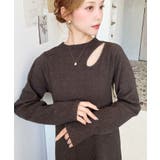 ブラウン | アシメカットアウトスウェットライクウォッシャブルニットワンピース | moment+