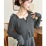 ジップアップカーディガン&リボンキャミワンピースセットアップニット | moment+ | 詳細画像11 