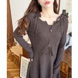 ジップアップカーディガン&リボンキャミワンピースセットアップニット | moment+ | 詳細画像14 