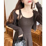 ジップアップカーディガン&リボンキャミワンピースセットアップニット | moment+ | 詳細画像17 