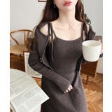 ジップアップカーディガン&リボンキャミワンピースセットアップニット | moment+ | 詳細画像18 