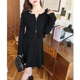 ジップアップカーディガン&リボンキャミワンピースセットアップニット | moment+ | 詳細画像2 