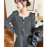 ジップアップカーディガン&リボンキャミワンピースセットアップニット | moment+ | 詳細画像8 