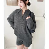 《セットアップ》ケーブル編みポロ&ショートパンツセットアップニット | moment+ | 詳細画像10 