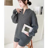 《セットアップ》ケーブル編みポロ&ショートパンツセットアップニット | moment+ | 詳細画像13 