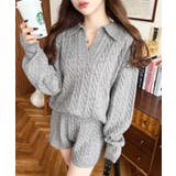 《セットアップ》ケーブル編みポロ&ショートパンツセットアップニット | moment+ | 詳細画像15 