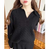 《セットアップ》ケーブル編みポロ&ショートパンツセットアップニット | moment+ | 詳細画像3 