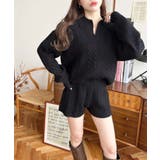 《セットアップ》ケーブル編みポロ&ショートパンツセットアップニット | moment+ | 詳細画像5 