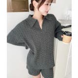 《セットアップ》ケーブル編みポロ&ショートパンツセットアップニット | moment+ | 詳細画像9 