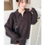 ブラウン | 《セットアップ》ケーブル編みポロ&ショートパンツセットアップニット | moment+