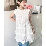 オフホワイト | コットンレースフリルティアードキャミワンピース | moment+