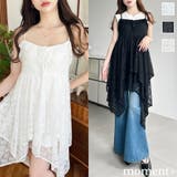 フラワーストレッチレースイレギュラーヘムキャミミニワンピース | moment+ | 詳細画像1