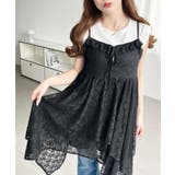 フラワーストレッチレースイレギュラーヘムキャミミニワンピース | moment+ | 詳細画像15