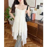 フラワーストレッチレースイレギュラーヘムキャミミニワンピース | moment+ | 詳細画像21