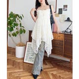 フラワーストレッチレースイレギュラーヘムキャミミニワンピース | moment+ | 詳細画像23