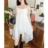 オフホワイト | フラワーストレッチレースイレギュラーヘムキャミミニワンピース | moment+