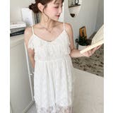 フラワーストレッチレースフロントスリットアシンメトリ―キャミワンピース | moment+ | 詳細画像2 