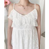 フラワーストレッチレースフロントスリットアシンメトリ―キャミワンピース | moment+ | 詳細画像9 