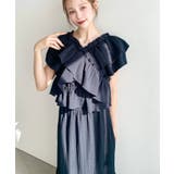 ネイビー | 〈マルチWAY〉ショルダースリットクロスフリルセパレートワンピース | moment+