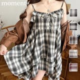 イレギュラーヘムチェック柄キャミワンピース | moment+ | 詳細画像1 